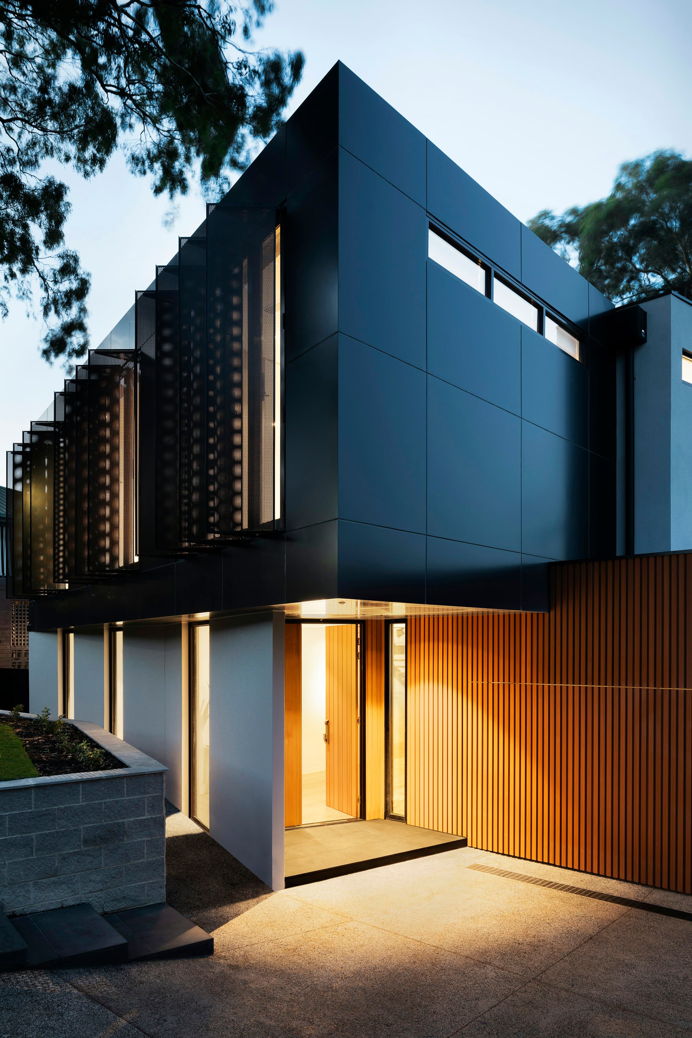 Black aluminium facade
